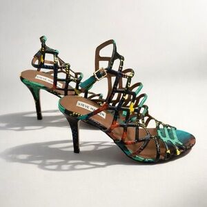 Steve Madden “Slithr” Strappy Caged Heel Sandals, size 7.5